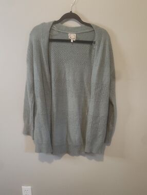 Open-Front Lightweight Knit Cardigan in Sage